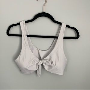 WORN ONCE- White Front Knot Tie Bathing Suit Top